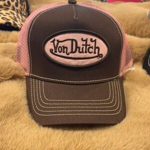 Von Dutch Pink and Brown Trucker Cap